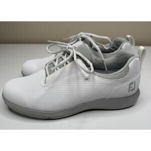 FootJoy FJ Leisure Spikeless Golf Shoe Womens 9 White Grey Low Lace Up Sneaker